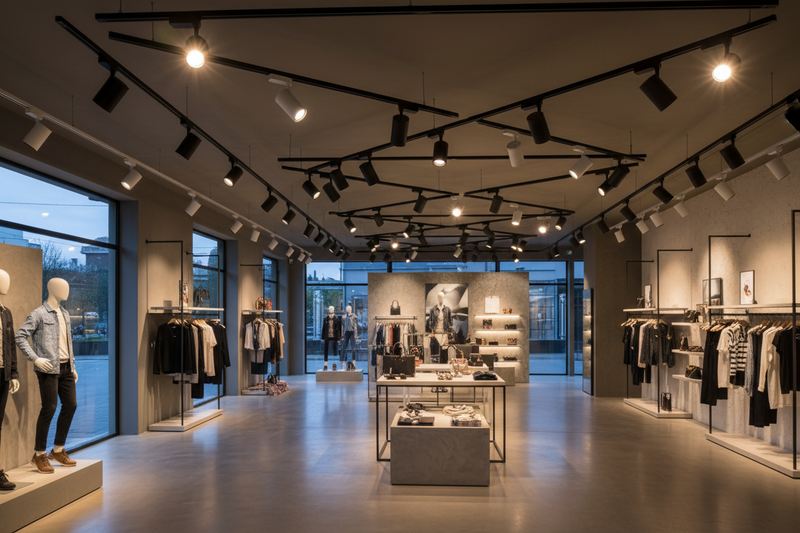 mağaza içinde aydınlatmış ray spot modellerini göster